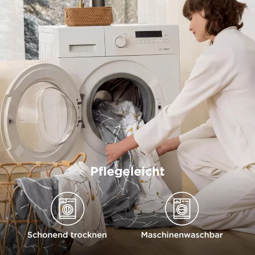 Bedsure Bavlnené posteľné obliečky 155x220 cm, sivé s motívom konárikov, 3-dielna súprava