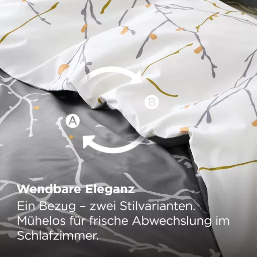 Bedsure Pamut Ágyneműhuzat 155x220 cm Szürke Gallyos Mintás 3 Részes Garnitúra