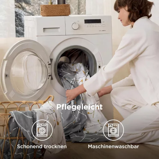 Bedsure Pamut Ágyneműhuzat 155x220 cm Szürke Gallyos Mintás 3 Részes Garnitúra