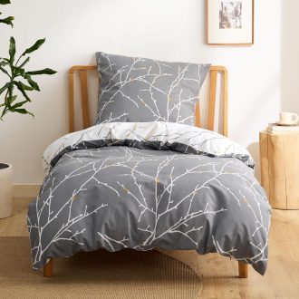  Bavlnené obliečky Bedsure 135x200 cm so sivým vzorom konárov, 2-dielna súprava