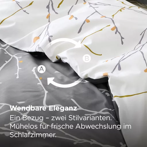 Bedsure Pamut Ágyneműhuzat 135x200 cm Szürke Gallyos Mintával 2 Részes Garnitúra