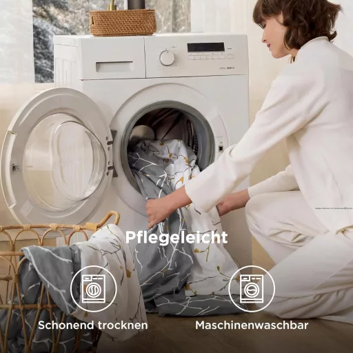 Bedsure Pamut Ágyneműhuzat 135x200 cm Szürke Gallyos Mintával 2 Részes Garnitúra