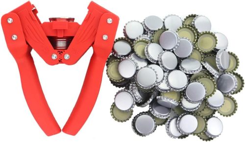 Thermometer World Üveg Sörös Palack Kupak 120 db - Házi Sör és Limonádé Palackokhoz - Könnyen Zárható Kerek Piros Kupak Készlet