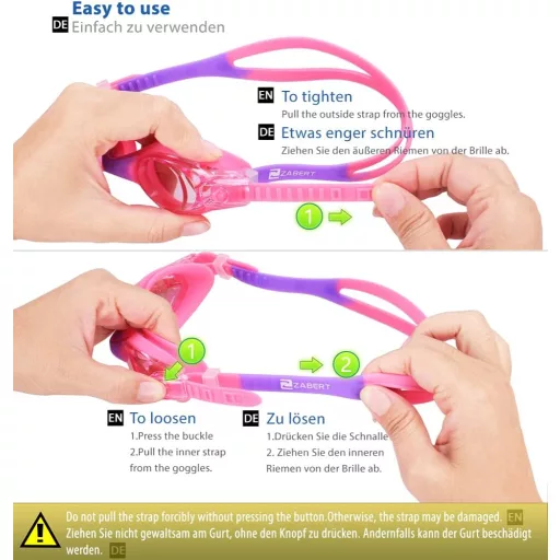 Ochelari de înot pentru copii ZABERT cu protecție UV și strat anti-aburire, 0-14 ani