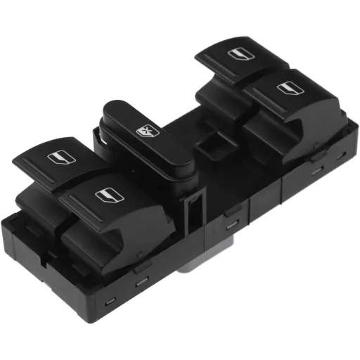 YAOPEI Prekidač podizača prozora 1K4959857B - Kompatibilan s Volkswagen VW Golf Jetta Polo Tiguan, strana vozača, crveni LED