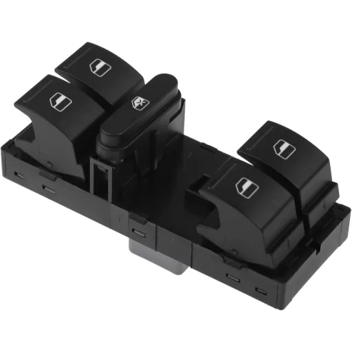 YAOPEI Prekidač podizača prozora 1K4959857B - Kompatibilan s Volkswagen VW Golf Jetta Polo Tiguan, strana vozača, crveni LED