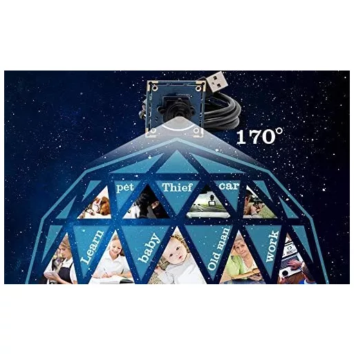 ELP 0,3 MP VGA USB webkamera, 170° objektív typu rybie oko, 480P UVC Plug and Play