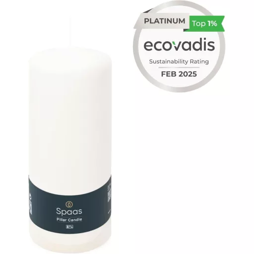 Spaas Fehér Pillar Gyertya 80/200 mm Szagtalan 100 Óra Égési Idő - 80x200