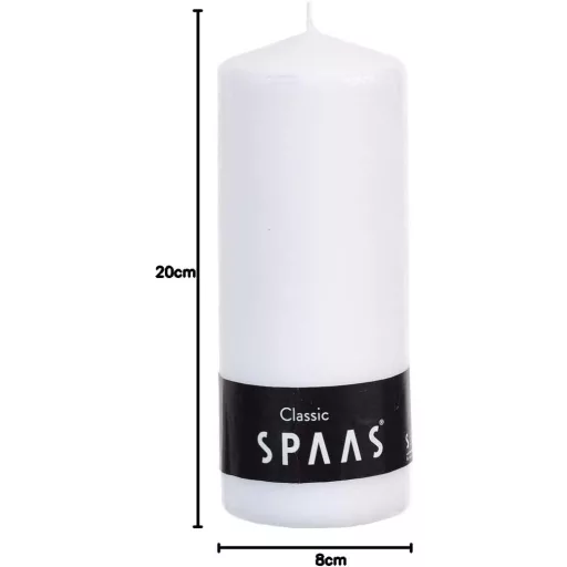 Spaas Fehér Pillar Gyertya 80/200 mm Szagtalan 100 Óra Égési Idő - 80x200