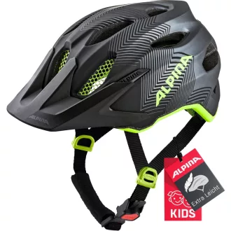   Alpina Carapax Junior gyermek kerékpáros sisak petrol matt - 51-56 cm, Black-Neon-Yellow