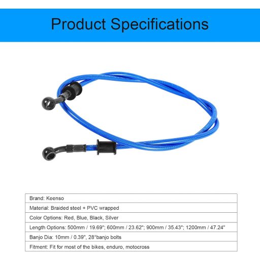 Keenso Motorkerékpár Fékcsatorna Acél Flex 500mm Kék Kuplung Olajvezeték
