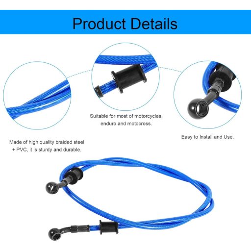 Keenso Motorkerékpár Fékcsatorna Acél Flex 500mm Kék Kuplung Olajvezeték