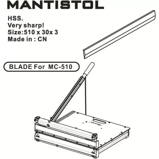 CutTool Ltd. Lamă de rezervă HSS 20" MC-510 pentru tăietor de pardoseli - Lame ascuțite și durabile din oțel pentru tăietorul de pardoseli MantisTol, 50,8 cm