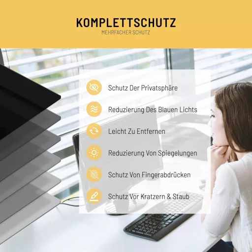 Filtru de confidențialitate premium VistaProtect cu filtru de lumină albastră pentru monitor de 27", folie de protecție ecran format 16:10