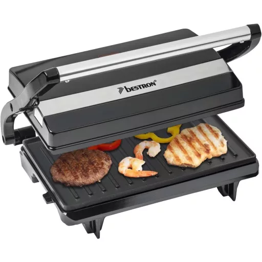 Elektrický kontaktný gril Bestron APM123Z 700 W, čierny, na panini, tácka na zemiaky
