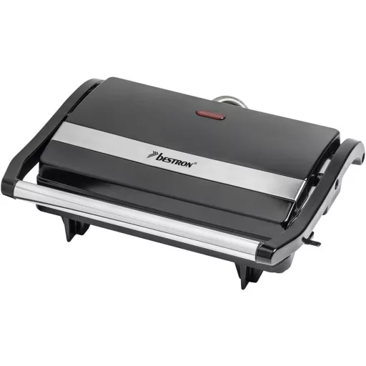 Bestron APM123Z elektromos kontakt grill 700W, fekete panini sütő, krumplitálca