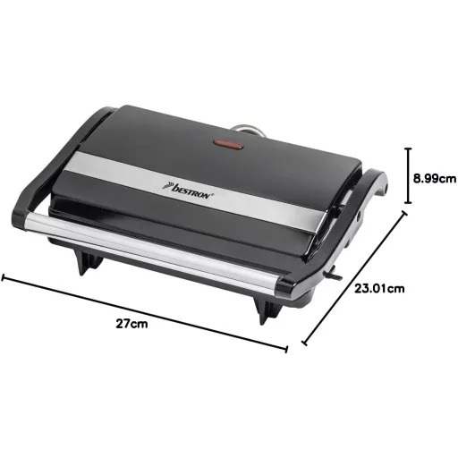 Bestron APM123Z elektromos kontakt grill 700W, fekete panini sütő, krumplitálca