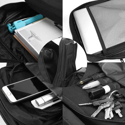 ProCase 40L Katonai Taktikai Hátizsák, Fekete - Nagy Kapacitású Túra és Vadász Táska - Black