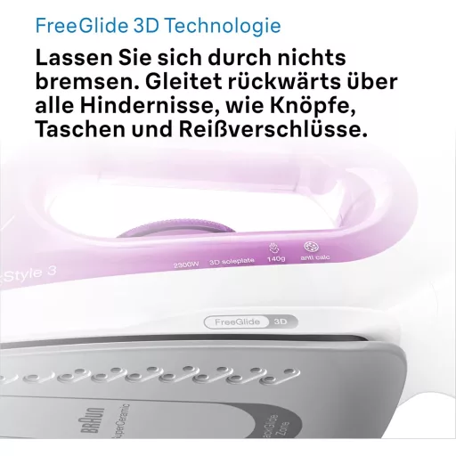 Naparovacia žehlička Braun TexStyle 3 SI 3030 PU, 2300 W, so žehliacou plochou FreeGlide 3D, fialová
