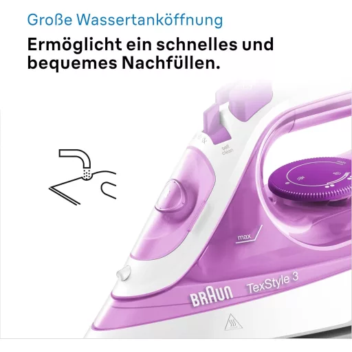 Naparovacia žehlička Braun TexStyle 3 SI 3030 PU, 2300 W, so žehliacou plochou FreeGlide 3D, fialová