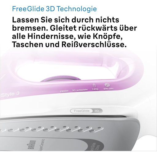 Braun TexStyle 3 SI 3030 PU gőzölős vasaló 2300W, FreeGlide 3D talppal, lila
