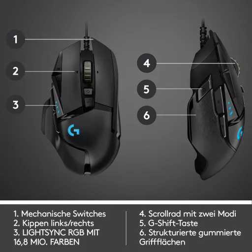Logitech G502 HERO Gaming Egér 16000 DPI RGB 11 Gomb Fekete - Gaming Mouse, G502 HERO