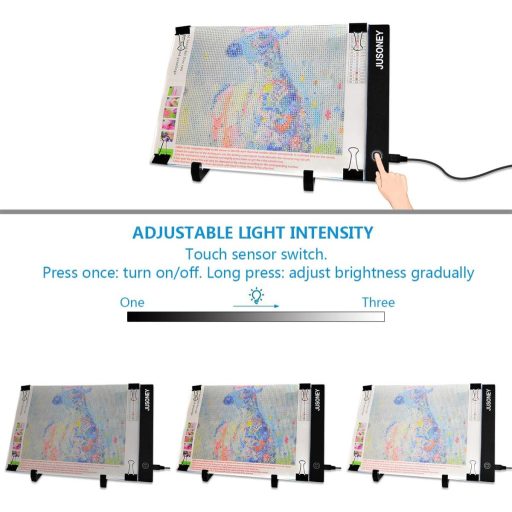 JUSONEY A4 LED Rajzlap Dimmer Funkcióval - 5D Gyémántfestéshez USB Táplálás Állvánnyal