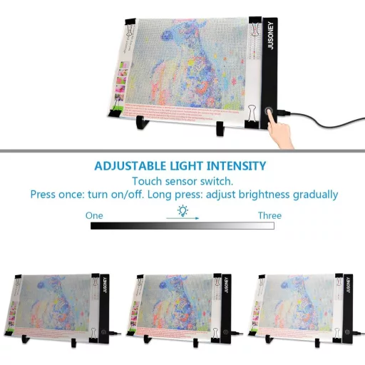 JUSONEY A4 LED Rajzlap Dimmer Funkcióval - 5D Gyémántfestéshez USB Táplálás Állvánnyal