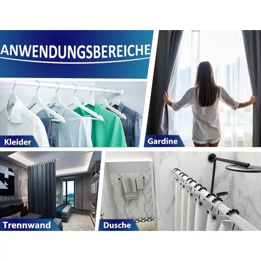 MEISENBERG Feszítőrúd 160-210cm Fehér Fúrás Nélkül - Teleszkópos Függönykarnis