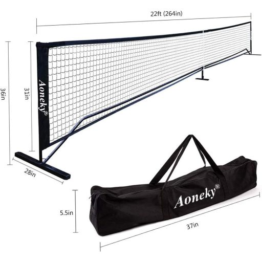 Aoneky Pickleball Tenisz Edzőhálózat 6,7x0,9m Hordozható Ütőtartóval