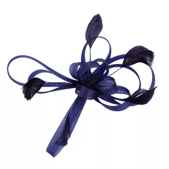   LONTG Fascinator Kalap Kék-Fekete Tollakkal és Virágokkal - Vintage Hajdísz Fátyollal Esküvőre Teapartyra Templomba