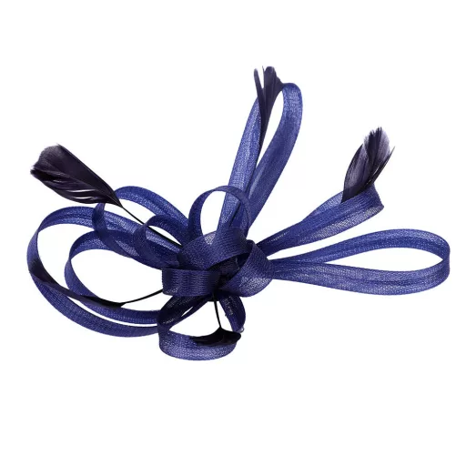 Pălărie fascinator LONTG albastru-negru cu pene și flori - Accesoriu de păr vintage cu voal pentru nuntă, ceai sau biserică.