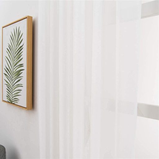VOSAREA Fehér Pamut-Len Fényáteresztő Függöny Nappali és Hálószoba Dekorációhoz, Átlátszó Voile Anyag, 100 x 200 cm