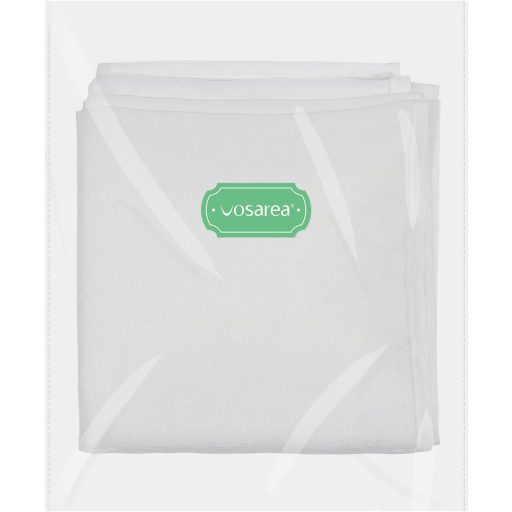 VOSAREA Fehér Pamut-Len Fényáteresztő Függöny Nappali és Hálószoba Dekorációhoz, Átlátszó Voile Anyag, 100 x 200 cm