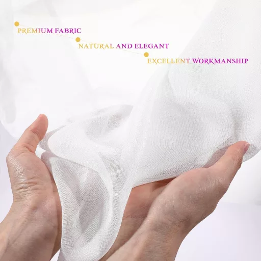 VOSAREA Biela Bavlnená Ľanová Priesvitná Záclona pre Dekoráciu Obývačky a Spálne, Priehľadná Voálová Látka, 100 x 200 cm