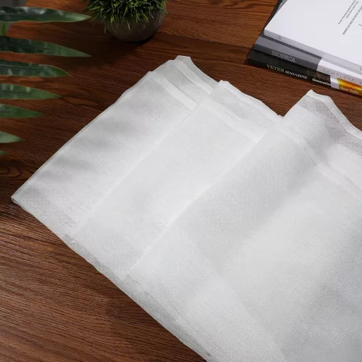 VOSAREA Biela Bavlnená Ľanová Priesvitná Záclona pre Dekoráciu Obývačky a Spálne, Priehľadná Voálová Látka, 100 x 200 cm