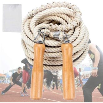   Skupinový švihadlo CZ-XING 7 metrov – Bavlnené lano s drevenými rúčkami pre viacerých hráčov, na školské a vonkajšie športy