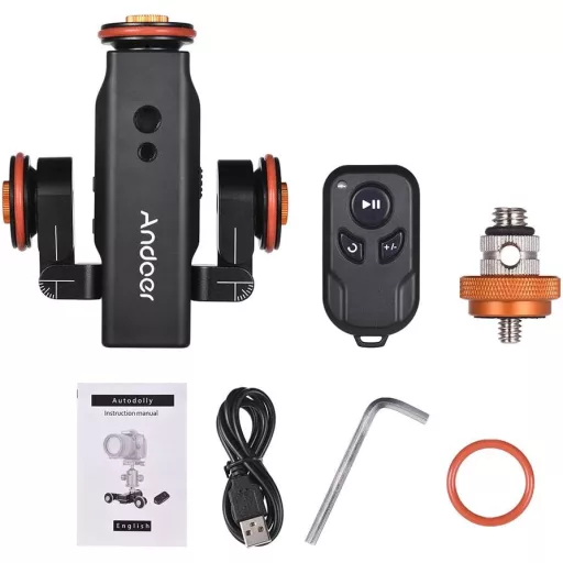 Șină culisantă motorizată pentru cameră Andoer L4 PRO, electrică, cu telecomandă și baterie