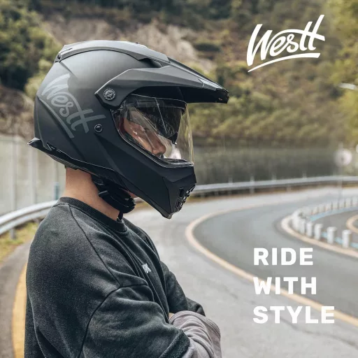 Westt Cross X Motocross Bukósisak - Fehér Fényes L Méretű MTB Enduro Quad Motorkerékpár Sisak Dupla Napellenzővel, ECE Tanúsítvánnyal, ABS H