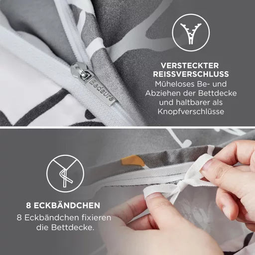 Bedsure Mikroszálas Ágyneműhuzat 155x220 cm Szürke Ágytakaró Párnahuzattal Egyszemélyes Ágyhoz