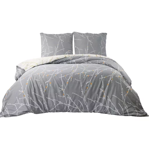 Bedsure Mikroszálas Ágyneműhuzat 155x220 cm Szürke Ágytakaró Párnahuzattal Egyszemélyes Ágyhoz