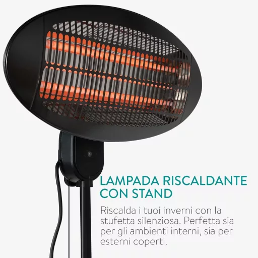 Încălzitor de terasă cu infraroșu Navaris 2000W, radiator electric cu 3 trepte, negru