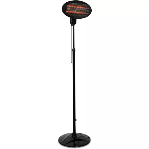 Încălzitor de terasă cu infraroșu Navaris 2000W, radiator electric cu 3 trepte, negru
