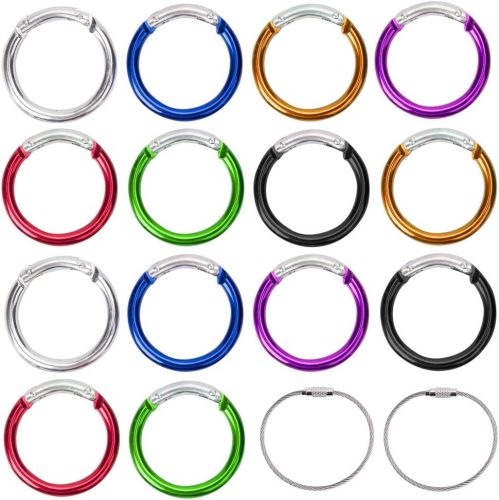 Vidillo Alumínium Karabiner Szett 14db - D-Gyűrűs Kulcstartó Karabinerek 2db Rozsdamentes Acél Kulcskábellel, Rugós Zárral, Kulcsokhoz (Kere