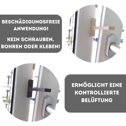 Quality-Collection Set za zaključavanje kip prozora, 4 komada bijelih plastičnih fiksatora za prozore, sigurna ventilacija, jednostavna montaža, štiti od zalupanja