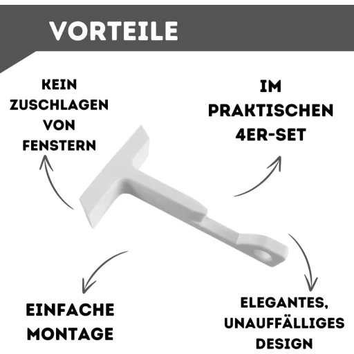 Set închizători oscilobatante Quality-Collection, 4 buc. dispozitive blocare ferestre din plastic alb, aerisire sigură, instalare ușoară, protecție împotriva trântirii