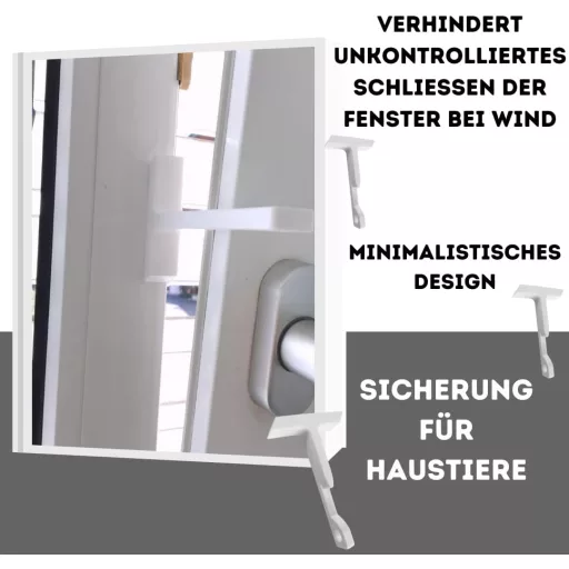 Set închizători oscilobatante Quality-Collection, 4 buc. dispozitive blocare ferestre din plastic alb, aerisire sigură, instalare ușoară, protecție împotriva trântirii