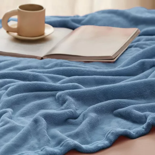 BEDSURE XXL Puha Fleece Takaró 220x240 cm, Meleg Téli Pléd Világoskék