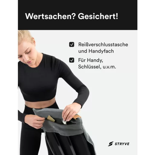 Stryve Towell+Pro Sportpamut Fitness Törülköző Mágnessel 105x42,5cm Szürke