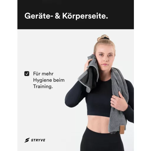Stryve Towell+Pro Sportpamut Fitness Törülköző Mágnessel 105x42,5cm Szürke